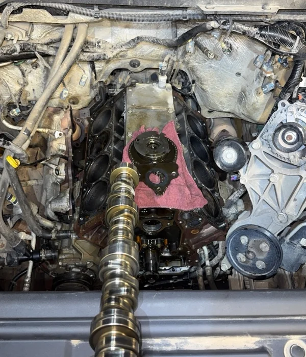 Engine internals during a repair at Total Turf & Auto