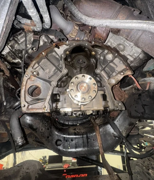 Underside transmission and driveline work at Total Turf & Auto